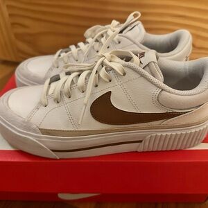 Nike White and Brown Athletic Shoes